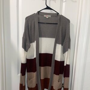 Knit multi color long cardigan